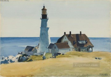 エドワード・ホッパー Painting - 灯台と建物 ポートランド ヘッド ケープ エリザベス メイン 1927 エドワード ホッパー